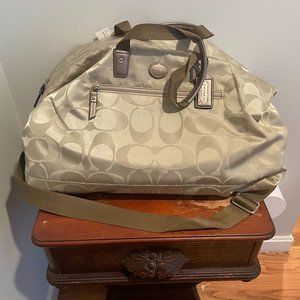 Coach Signature Sateen Weekender Duffle Bag Gold/Bronze/light Khaki
